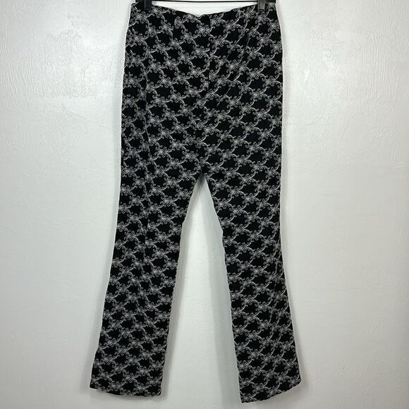 Cache Black Cotton Blend Embroidered Mid Rise Flared Pants Size 12 - Picture 2 of 9